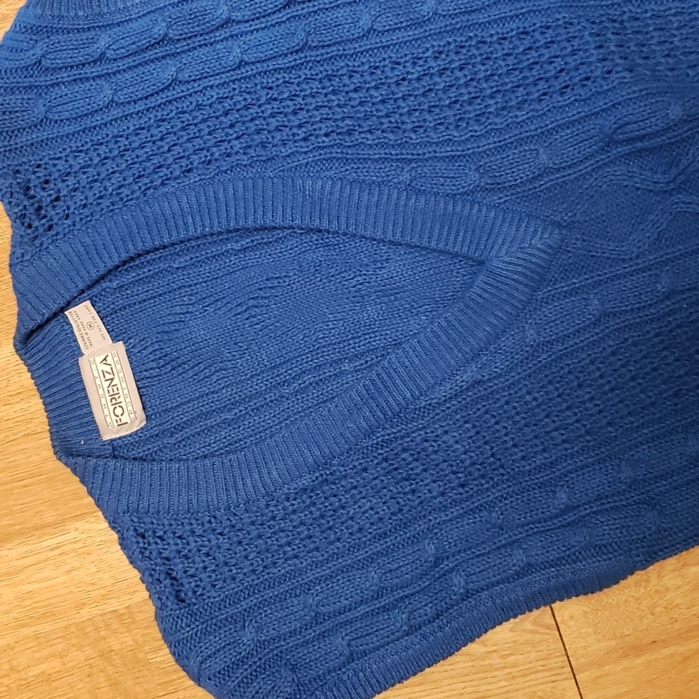 VTG Forenza 80s/90s v-neck cable knit sweater vest blue size medium - Picture 3 of 5
